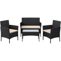 Conjunto de Muebles de Jardín, Muebles de Patio de Ratán, Muebles de Mimbre de PE para el Patio, Marrón y Topo - details 7