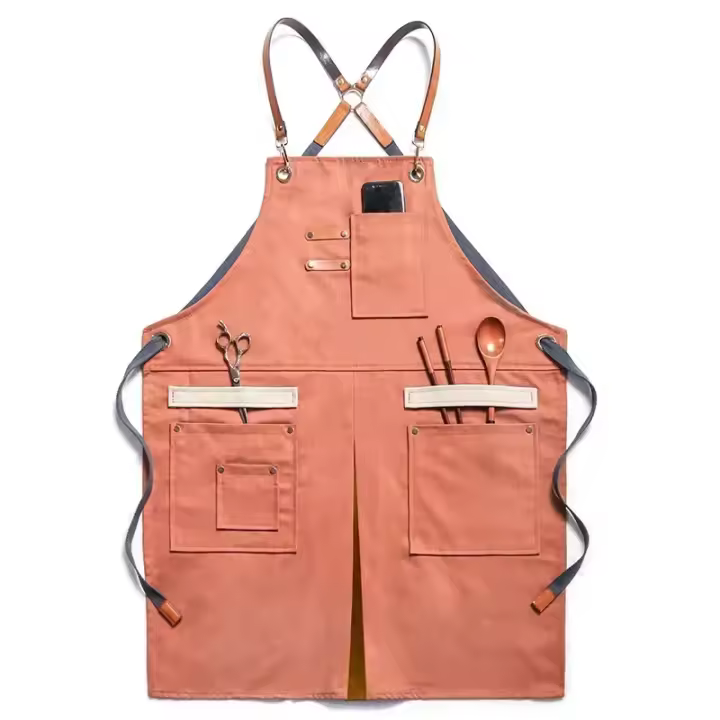 Delantal de lona para hombre y mujer, ropa de trabajo para camarero, restaurante, barbería, panadería, cafetería, jardinería, carpintero - 1
