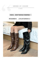 Nuevas botas de tacón fino para hombre pequeño pero botas de moda hasta la rodilla botas de mujer - details 1