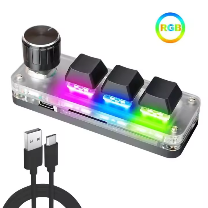 USB Ro personalizado 12 teclas 2 perillas programación DIY teclado Nical interruptor de dibujo para juegos teclado portátil de intercambio en caliente - 1