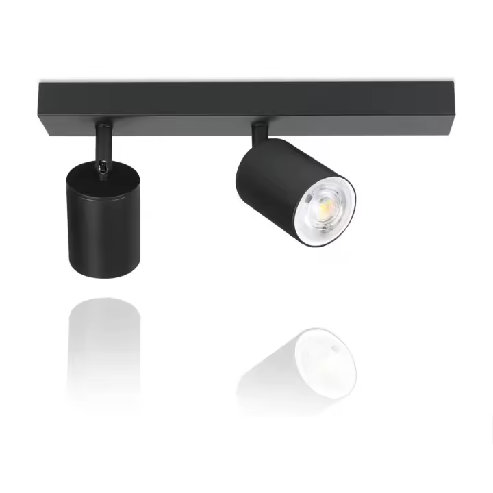 CBJKTX 2 puntos Max.25w GU10 LED luz de techo negro lámpara de pasillo moderna 350 °   Aplique de pared industrial giratorio para sala de estar - 1