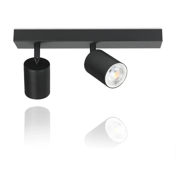 CBJKTX 2 puntos Max.25w GU10 LED luz de techo negro lámpara de pasillo moderna 350 °   Aplique de pared industrial giratorio para sala de estar - 1