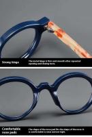 Gafas de lectura retro para PC para hombre y mujer con resina para presbicia, montura pequeña, cara redonda, garbanzos, tortuga - details 3