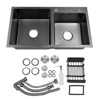 Conjunto de Grifo de Cocina de Acero Inoxidable 304 Doble Lavabo, Tabla de Drenaje, Partes de Plomería - details 4