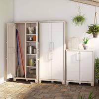 Armario de Resina Impermeable 2 Puertas y 8 Baldos Ajustables en Altura Beige/Arena - details 3