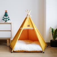 Caseta para mascotas con cojín grueso, tienda de campaña tipo tipi para gatos, lavable, cojín grueso, cama para perros, colchón suave, tienda de campaña plegable para mascotas, uso en interiores. - details 11
