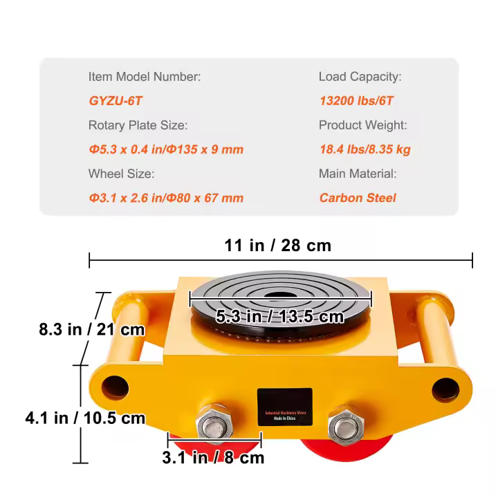 SucceBuy Machinery Skate Dolly, acero al carbono resistente, motor industrial con 4 ruedas de PU, 360 °   Rotación, tapa antideslizante - 1