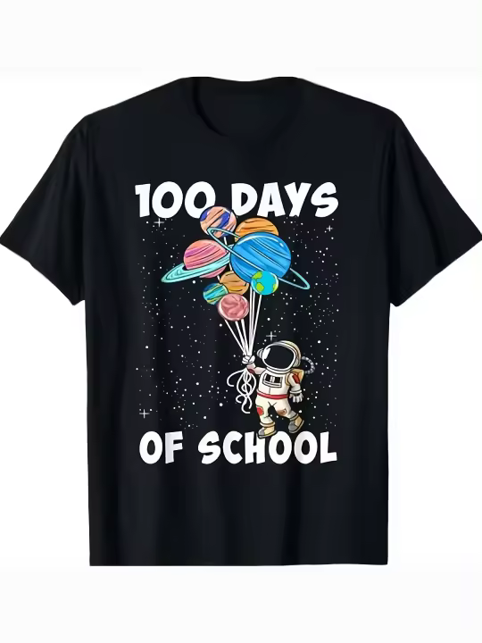 Camiseta del día 100 para niños, regalo para papá, manga corta con cuello redondo suave y cómoda, 230g - 1