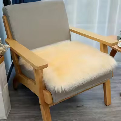 Cojín de felpa de piel sintética para sofá, silla cuadrada pequeña, taburete redondo de mariposa, ventana y suelo, para el hogar - 1
