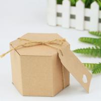 Caja de dulces de papel Kraft de 50 piezas, caja de regalo de cartón Hexagonal, con hilo y etiqueta, suministros para fiestas de boda - details 6