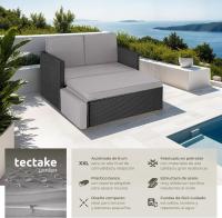 Sofá de Ratán con Taburete Reposapiés, Conjunto Jardín Sillón 2 Plazas, Mueble Jardín Exterior con Cojines Gruesos, Conjunto Terraza Resistente a la Intemperie y Estructura en Acero - Natural - details 18