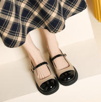 Zapatos Mary Jane con bloques de color, diseño de nicho de boca poco profunda, puntera vacía, pantuflas de tacón grueso - details 5