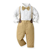 Nuevo traje para niños, camisa de algodón de manga larga con cuello vuelto, mono, conjunto de dos piezas, estilo coreano - details 0
