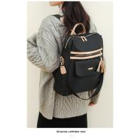 Mochila De Trabajo ligera para mujer, morral de viaje informal, resistente al agua, color negro y rosa - details 2