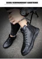 Botas de Cuero de Alta Calidad para Hombres Moda Motocicleta 2022 Botas de Trabajo Cómodas y Impermeables con Plataforma - details 1