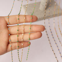 1 metro/lote perlas acero inoxidable oro cadena cuentas bricolaje hecho a mano de bohemia cuentas de resina de colores cadenas de esmalte para joyería que hace collar pulsera accesorios - details 5