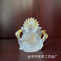 Adorno de cristal de agua de resina india, artesanías interiores para el hogar, estatua de Dios con trompa de elefante Ganesha - details 6