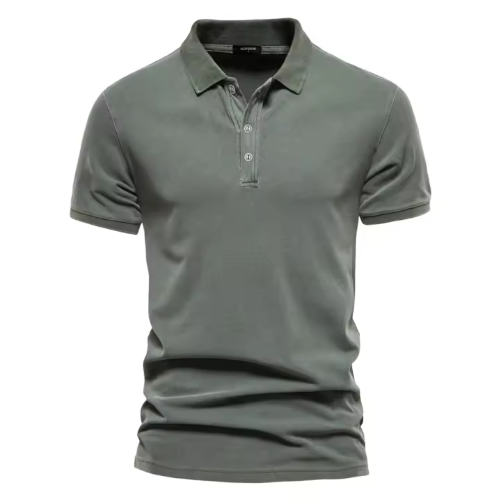 Verano nuevo estilo solapa deportes europeos y americanos camisa POLO de algodón puro moda casual para hombres camiseta de manga corta de color sólido - 1