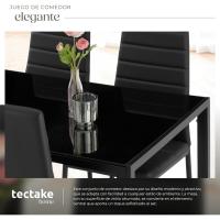 conjunto mesa y sillas de comedor, mesa con tablero de cristal de seguridad y 4 sillas de cocina tapizadas en cuero sintético, estructura de acero, sillas de comedor, conjunto de muebles de cocina - Blanco - details 11