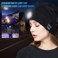 Gorro de música Compatible con Bluetooth V5.0 para hombres y mujeres gorro recargable con 3 modos de luz LED tejido de punto cálido regalo de Navidad de invierno - details 1