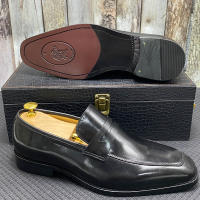 Zapatos clásicos de vestir de negocios de piel de vaca italiana y zapatos sin cordones - details 3
