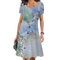 Vestido de manga corta con cuello redondo para mujer, estampado informal, moda de verano - details 6