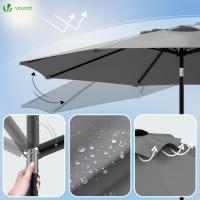 Sombrilla de Playa Grande Parasol Inclinable con Manivela Protección UV para Patio, Jardín, Piscina, Exterior Gris - details 1