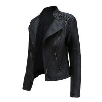 Chaqueta de Mujer de Cuero Sintético Estilo Varsity Moto Biker Bomber Ligera Casual Outerwear Short Coats con Cierre de Cremallera y Forro de Poliéster Adecuada para Otoño e Invierno - details 34