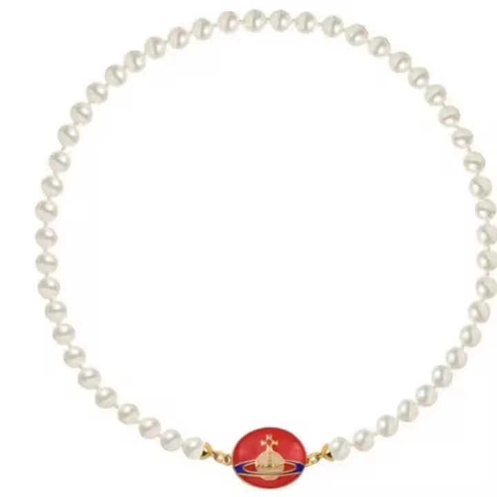 Vīvīеппе Westwood Saturn Collar con colgante de perlas esmaltadas - 1