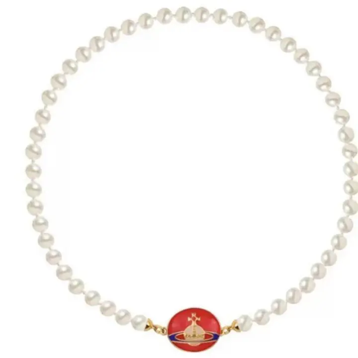 Vīvīеппе Westwood Saturn Collar con colgante de perlas esmaltadas - 1