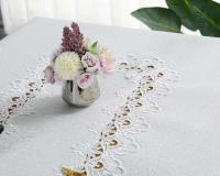Battilo Ence mesa de comedor rectangular floral blanco bordado mantel impermeable, boda, fiesta, hogar - details 23