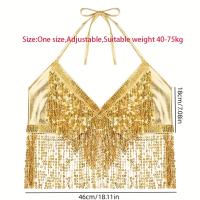 1pz Sujetador de Danza del Vientre con Lentejuelas y Borlas - Ajustable para Tallas Únicas de 40-75kg, Lentejuelas Brillantes Multicolores para Clubes Nocturnos, Escenario y Actuaciones de Baile - Accesorio de Disfraz para Mujeres - details 0