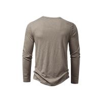 Camisa De Algodón Para Hombre Con Botones Cuello Henley Manga Larga Casual Color Sólido Moda Camisetas Transpirable Ligera Y De Wicking De Humedad - details 12