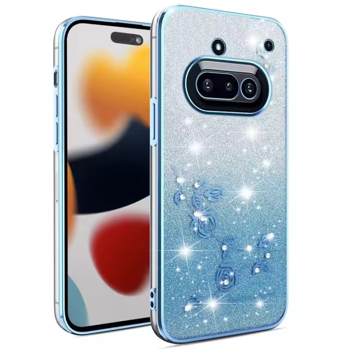 Funda móvil antisísmica con purpurina de flores para teléfono Nothing (3a) - 1