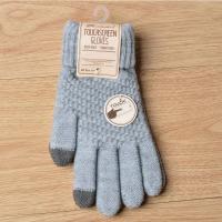 Guante de punto de lana cálido para teléfono móvil, guantes de punto para pantalla táctil, dedo completo, guante de ganchillo fe - details 7