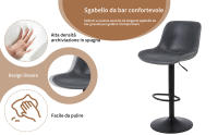 Taburete de Bar, Taburete Giratorio con Respaldo, sillas de Bar Modernas Ajustables, Taburete Alto sin Brazos de Piel sintética para Isla de Cocina, Color Marrón - details 1