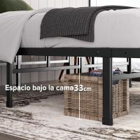 Cama 90 x 190 cm 36 cm de Altura con Almacenamiento Debajo de la Cama Cama de Plataforma de Metal – Negro - details 5