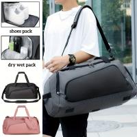 Bolsa de Fitness de viaje para hombres y mujeres, bolso de mano de gran capacidad para deportes al aire libre, separación seca y húmeda, bolso de baloncesto, bolsas de lona, zapatos, bolsillo - details 0