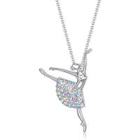Collar con colgante de bailarina de Ballet de cristal colorido a la moda, collar de niña bailarina con diamantes de imitación de colores, regalos de joyería - details 2