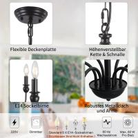 Candelabros de rueda de vagón para sala de estar, 6 luces rústicas industriales para exteriores, lámpara colgante negra para comedor, cocina, pasillo, dormitorio, ajuste de altura - details 37