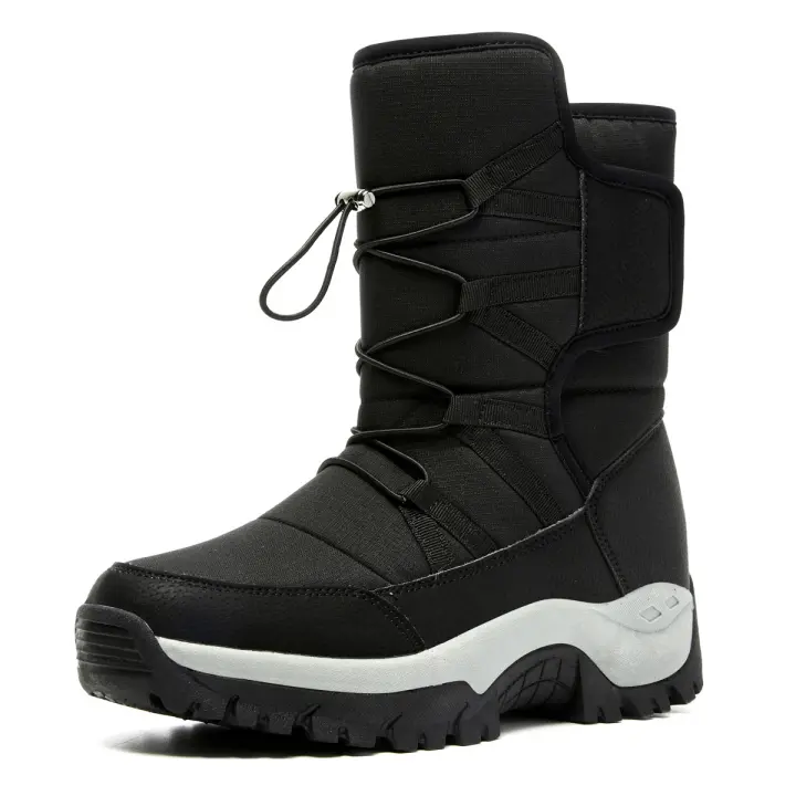 Botas de nieve cálidas y afelpadas para hombre, botines informales de alta calidad, impermeables y antideslizantes, para senderismo y trabajo en invierno - 1