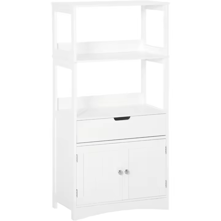Armario de Baño Moderno de 60x33x122,5 cm 3 Estantes Cajón y 2 Puertas - 1