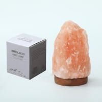 Natural Himalayan Salt Lamp, Multicolor, USB Version, Wooden Base - Creates a Relaxing and Healthy Environment - details 3