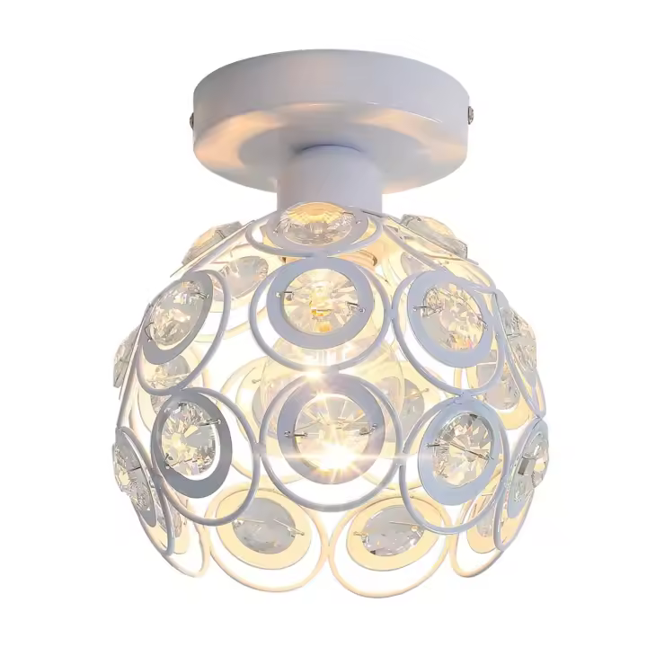 Lámpara de Techo de Cristal GOECO E27 Sin Bombilla, Araña de Cristal, Adecuada para Iluminación Interior, Sala de Estar, 18*18*20 CM - 1