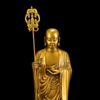 Adorno de latón pequeño que presenta bronce haciendo grandes deseos estatua de Buda de pie Ksitigarbha Bodhisattva de gran tamaño - details 6