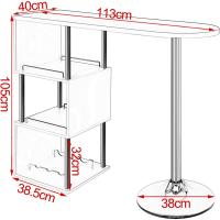 Mesa de Bar Mesa de Bistro Mesa de Comedor con Tres Rejillas Estructuras para Vino, Metal, MDF 113x40x105cm(LxAxH) Blanco - details 2