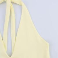 BUNO-vestido empalmado con cuello colgante para mujer, Color sólido, decoración sin espalda, primavera/novedad de verano, ropa para mujer - details 9