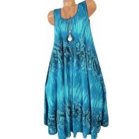 Vestido sin mangas holgado de verano para mujer, sin mangas, con cuello redondo y encaje estampado ral elegante - details 3
