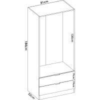 Armario ropero 2 Puertas+2cajones, Blanco, 81x184x52 cm - details 4