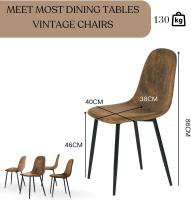 Juego de 4 sillas giratorias de ante para comedor con asiento acolchado, sillas de diseño para salón o cocina, con patas de metal negro, marrón - details 71